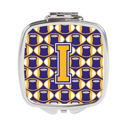 CAROLINES TREASURES Letter I Football Purple and Gold Compact Mirror CJ1064-ISCM